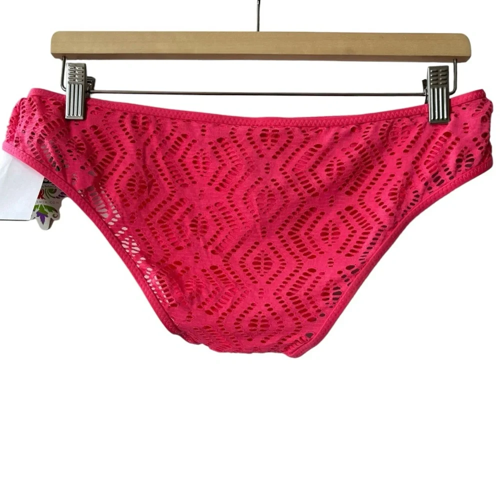 BECCA Crochet 2 Piece Top Bottom Bikini Set Coral Size Large